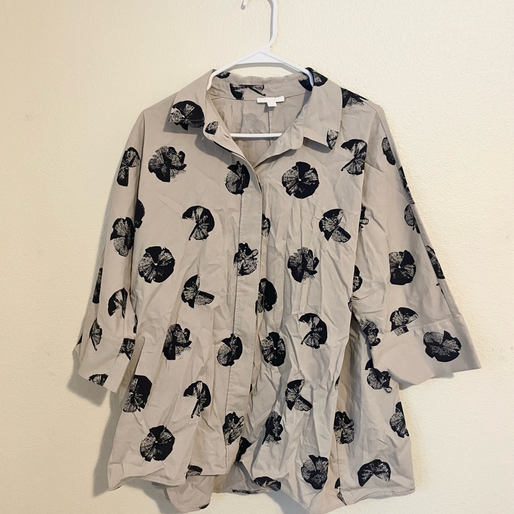 COS Beige and Black Patterned Shirt Jacket